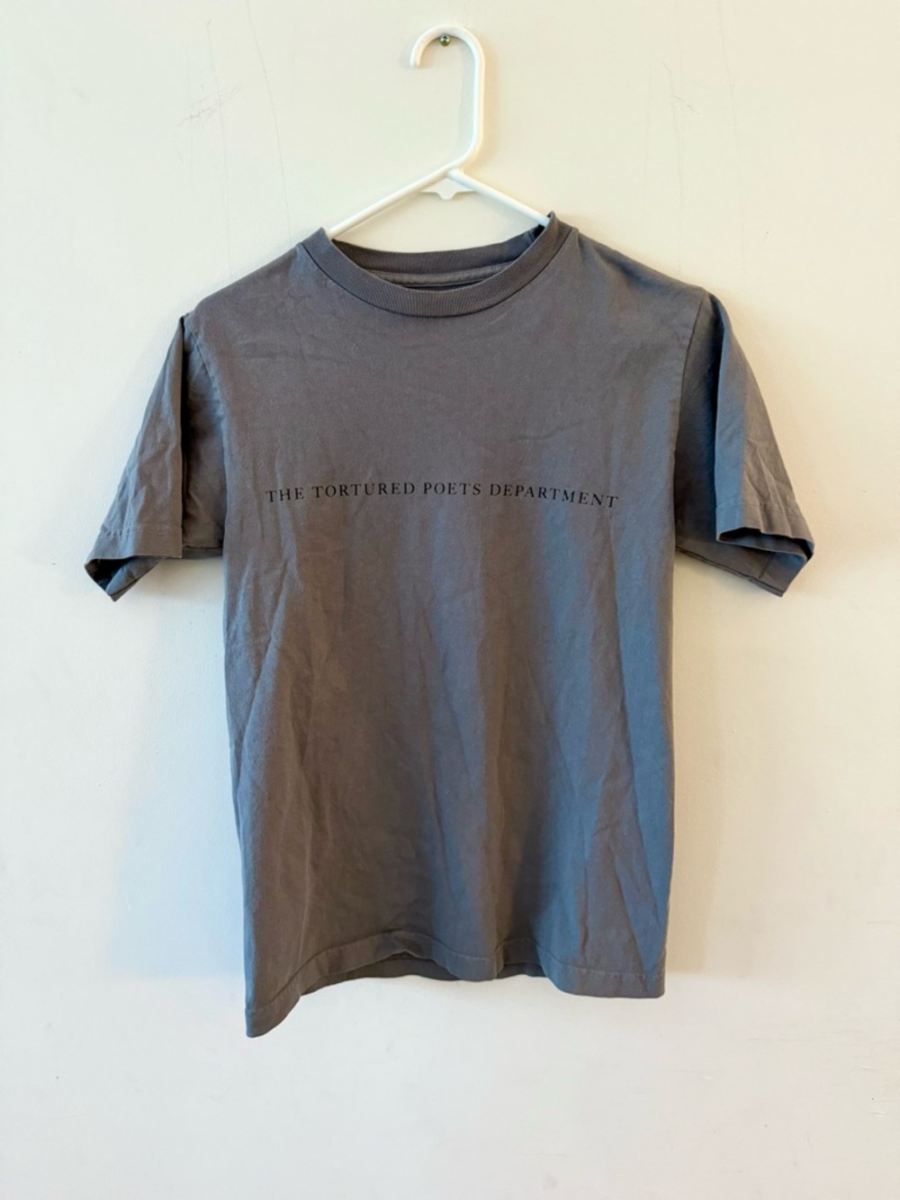 Taylor Swift Light Gray 'The Tortured Poets Department' Printed Label Tee, Small